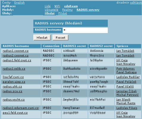 Přehled RADIUS serverů