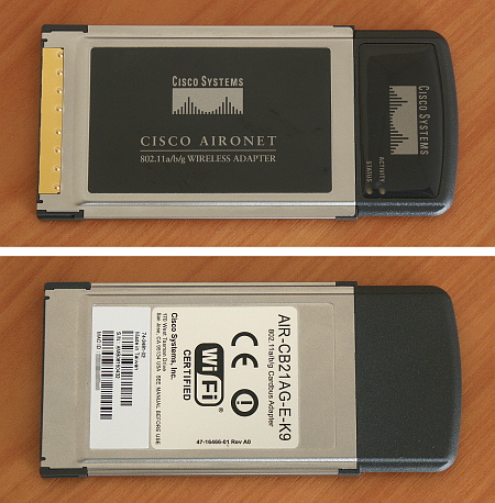 Testovaná karta CISCO Aironet 802.11a/b/g