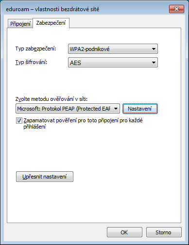 Eduroam - vlastnosti - Zabezpečení