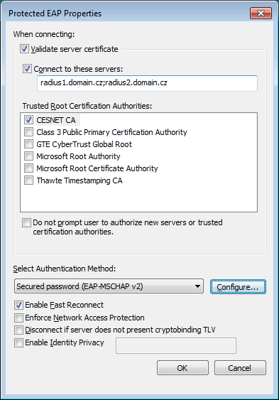 Protected EAP Properties