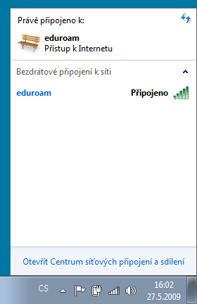 eduroam připojen