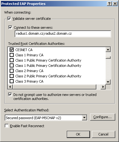 Protected EAP properties